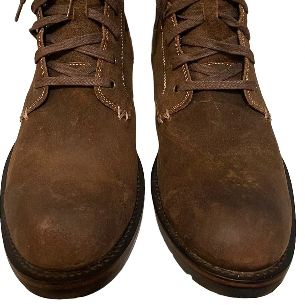 John Varvatos USA Men’s Suede Brown Leather Lace Up Mid Shaft Boots‎ Size 11.5